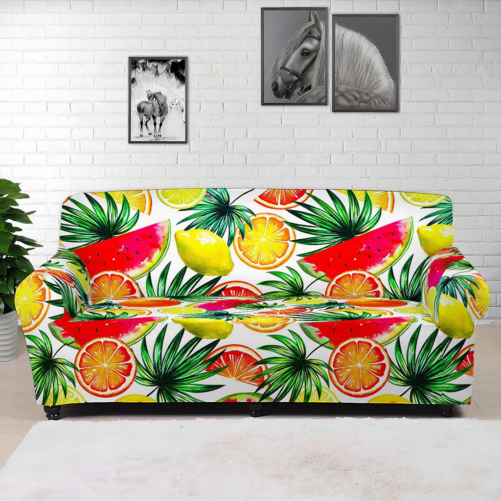 Tropical Fruit Leaf Pattern Print Sofa Cover