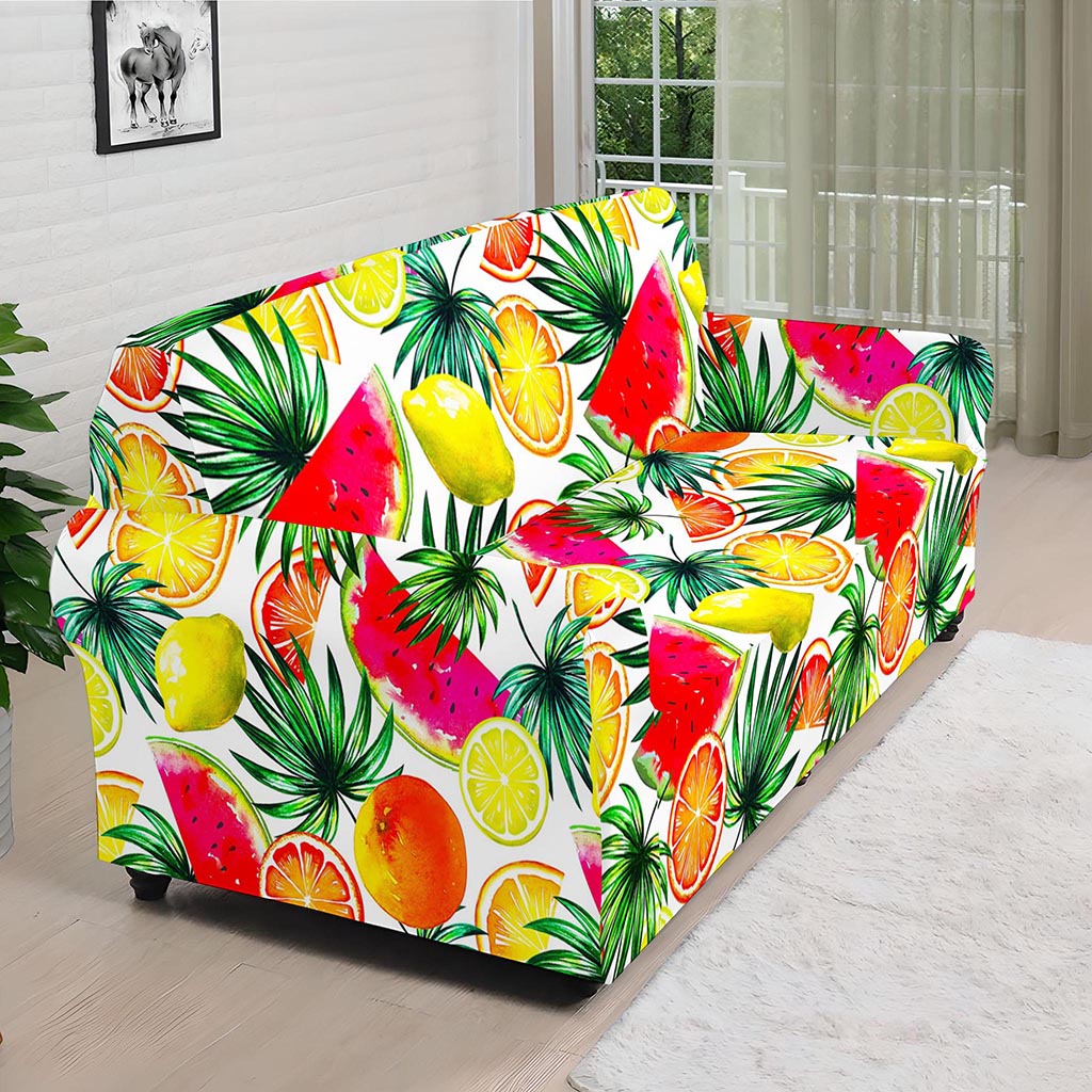 Tropical Fruit Leaf Pattern Print Sofa Cover
