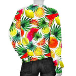 Tropical Fruit Leaf Pattern Print Women's Crewneck Sweatshirt GearFrost