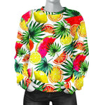 Tropical Fruit Leaf Pattern Print Women's Crewneck Sweatshirt GearFrost