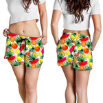 Tropical Fruit Leaf Pattern Print Women's Shorts