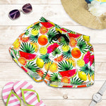 Tropical Fruit Leaf Pattern Print Women's Shorts