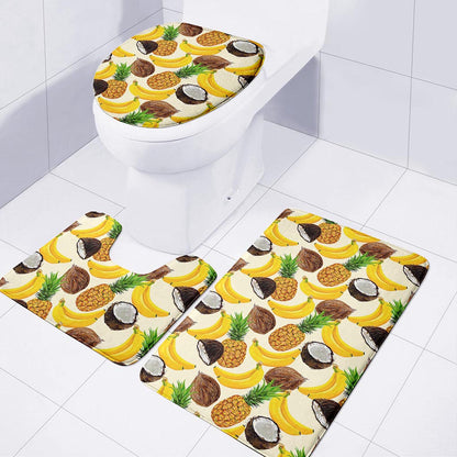 Tropical Fruits Pattern Print 3 Piece Bath Mat Set