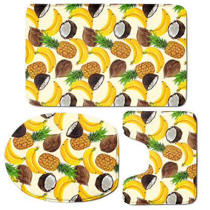 Tropical Fruits Pattern Print 3 Piece Bath Mat Set