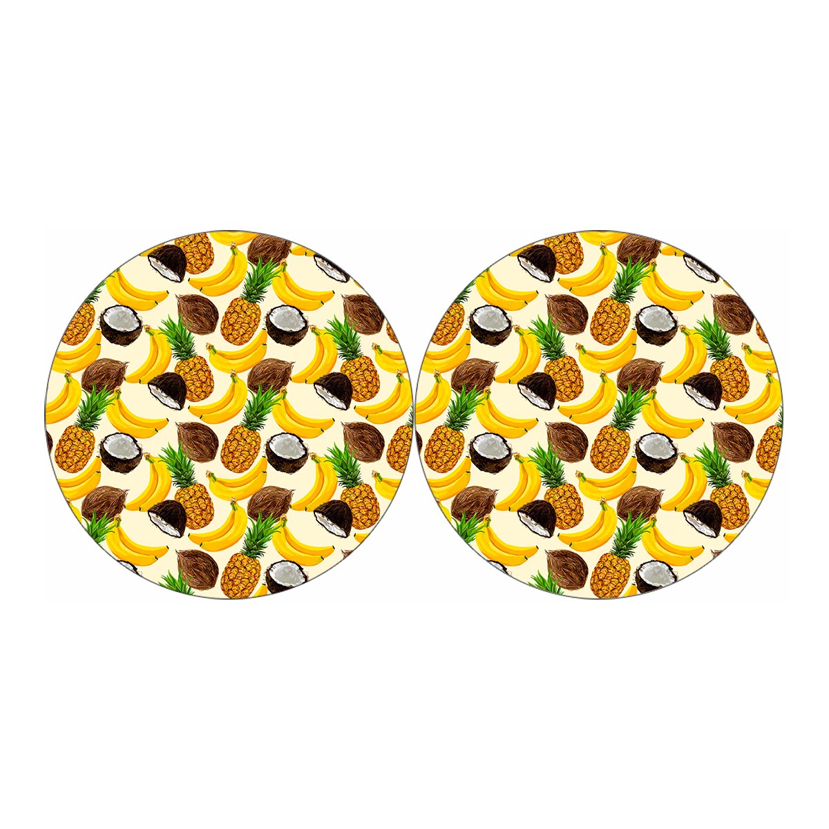 Tropical Fruits Pattern Print Car Coasters