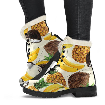 Tropical Fruits Pattern Print Comfy Boots GearFrost