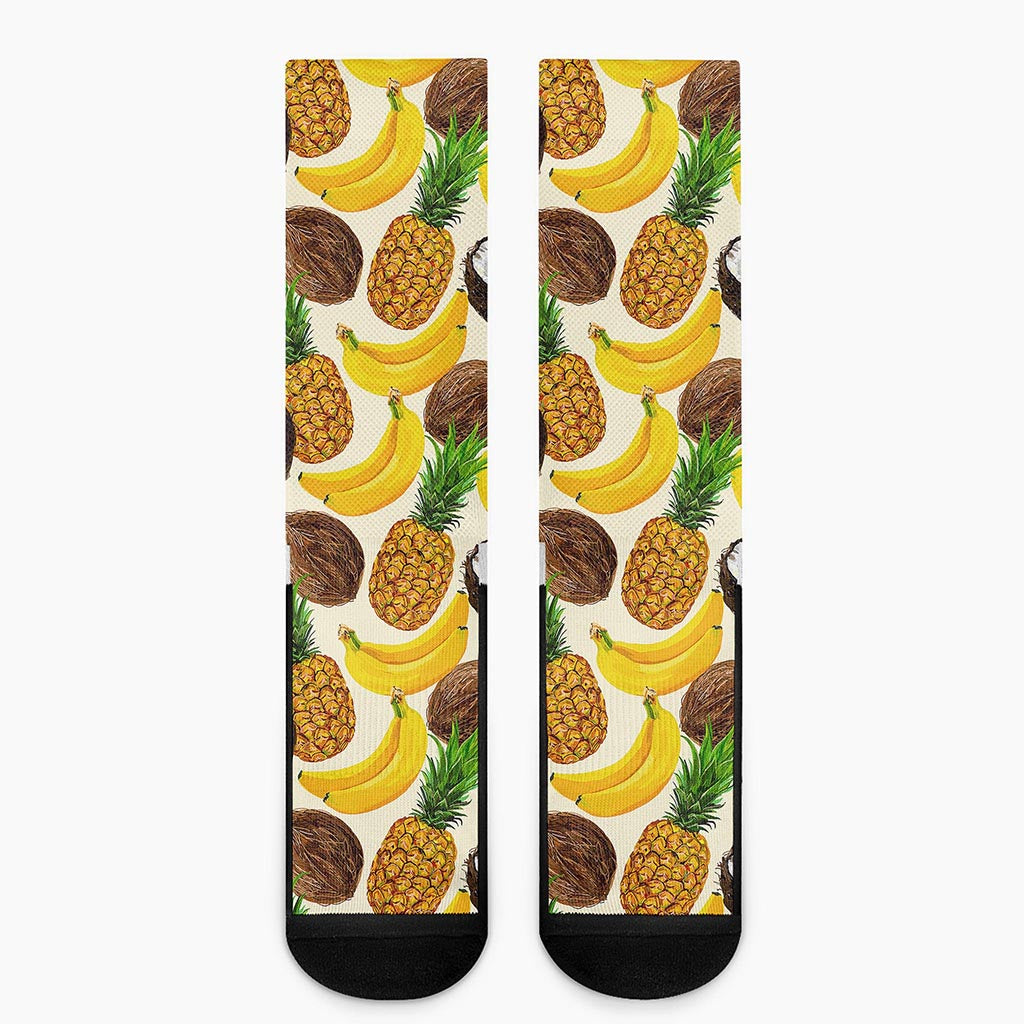 Tropical Fruits Pattern Print Crew Socks