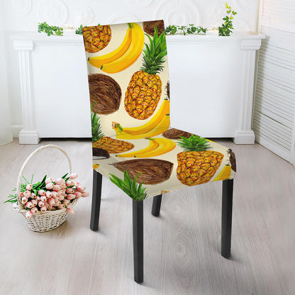 Tropical Fruits Pattern Print Dining Chair Slipcover
