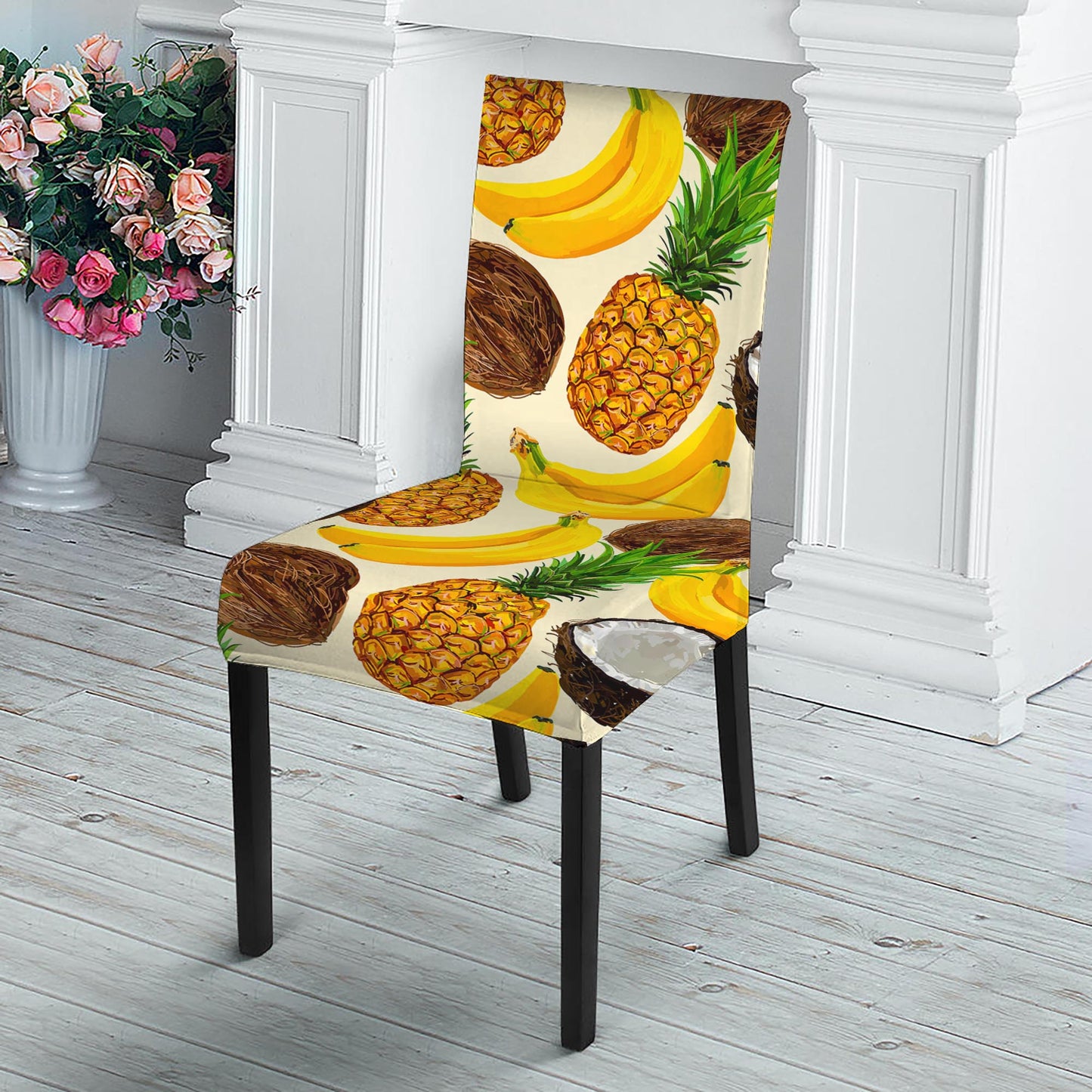 Tropical Fruits Pattern Print Dining Chair Slipcover