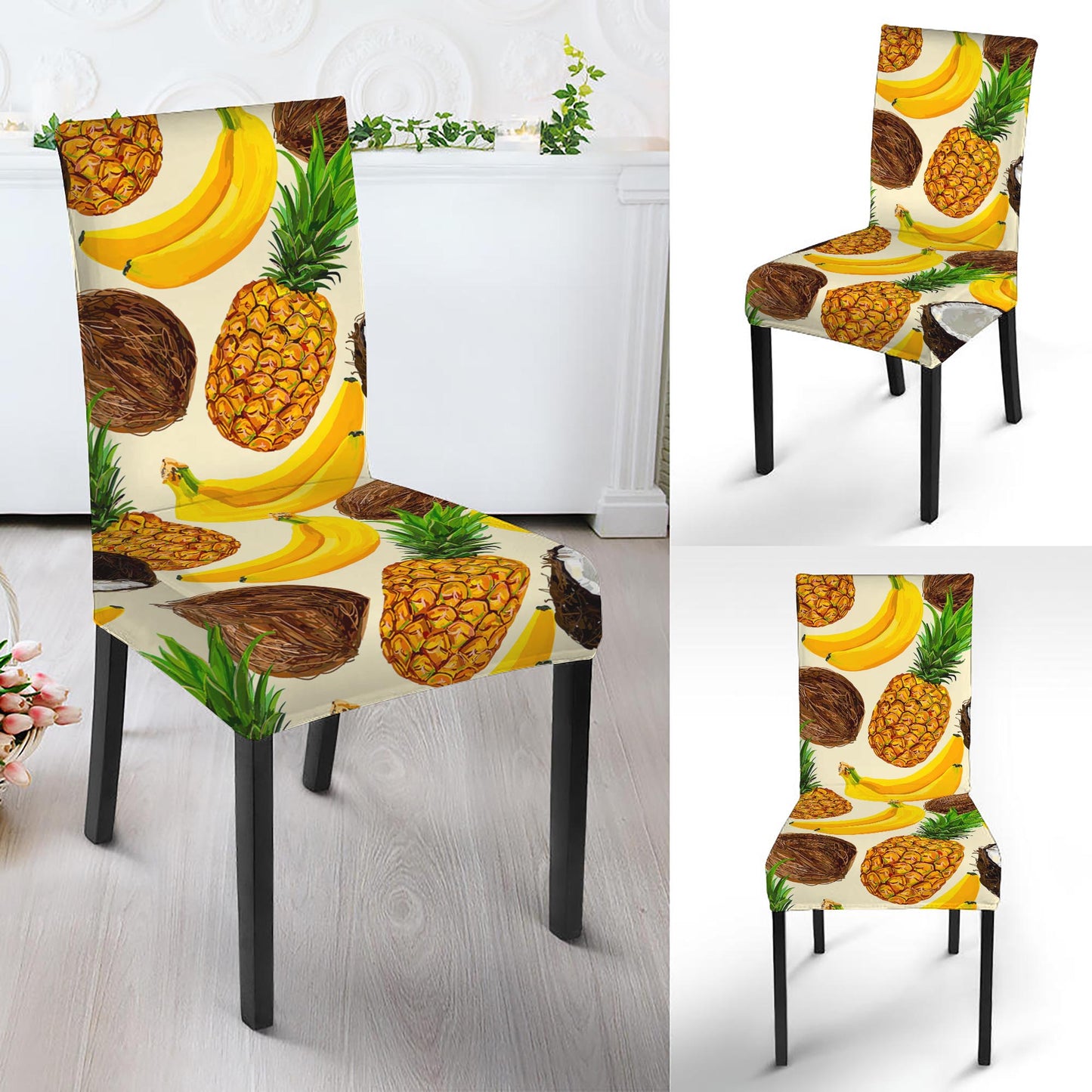 Tropical Fruits Pattern Print Dining Chair Slipcover