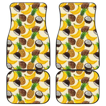 Tropical Fruits Pattern Print Front and Back Car Floor Mats