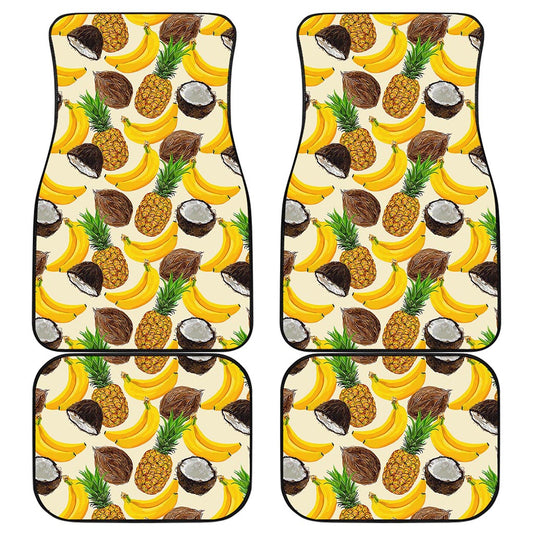 Tropical Fruits Pattern Print Front and Back Car Floor Mats