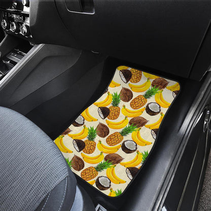Tropical Fruits Pattern Print Front and Back Car Floor Mats