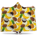 Tropical Fruits Pattern Print Hooded Blanket