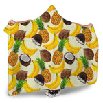 Tropical Fruits Pattern Print Hooded Blanket