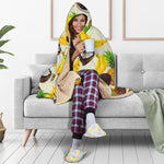 Tropical Fruits Pattern Print Hooded Blanket