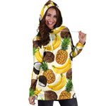 Tropical Fruits Pattern Print Hoodie Dress GearFrost