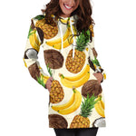 Tropical Fruits Pattern Print Hoodie Dress GearFrost