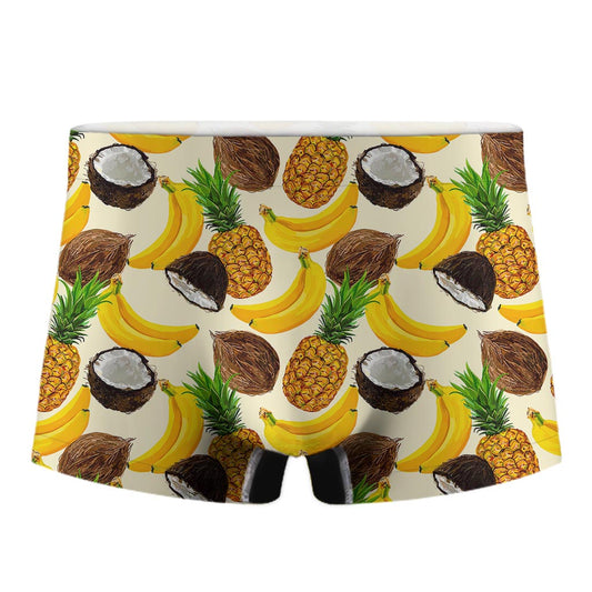 Tropical Fruits Pattern Print Men's Boxer Briefs