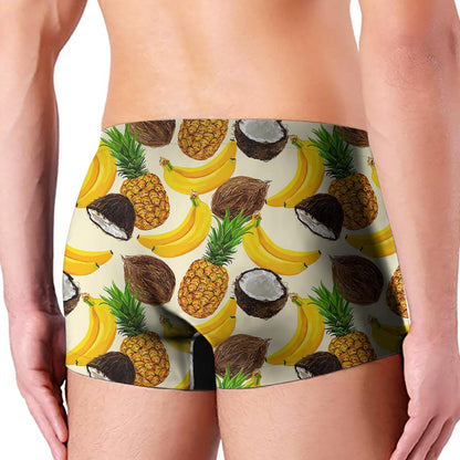 Tropical Fruits Pattern Print Men's Boxer Briefs