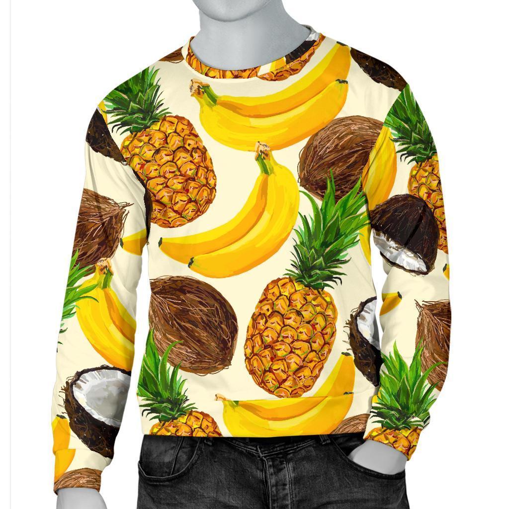 Tropical Fruits Pattern Print Men's Crewneck Sweatshirt GearFrost