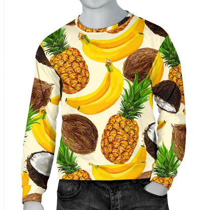 Tropical Fruits Pattern Print Men's Crewneck Sweatshirt GearFrost