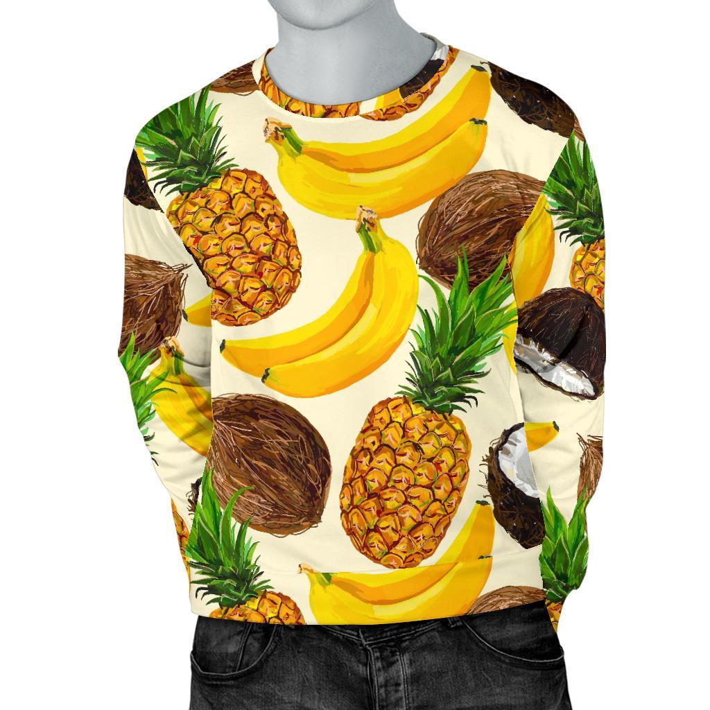 Tropical Fruits Pattern Print Men's Crewneck Sweatshirt GearFrost
