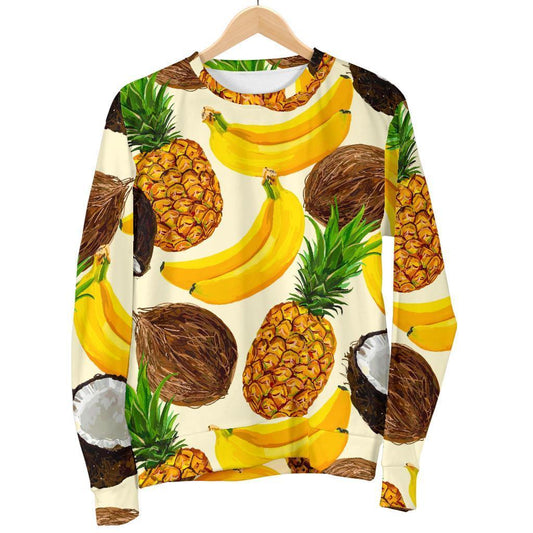 Tropical Fruits Pattern Print Men's Crewneck Sweatshirt GearFrost