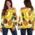 Tropical Fruits Pattern Print Off The Shoulder Sweatshirt