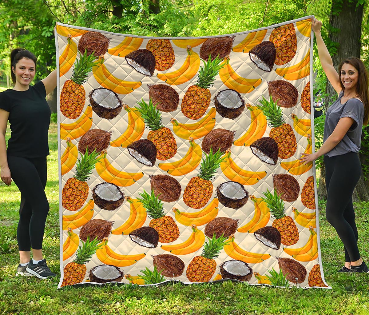 Tropical Fruits Pattern Print Quilt