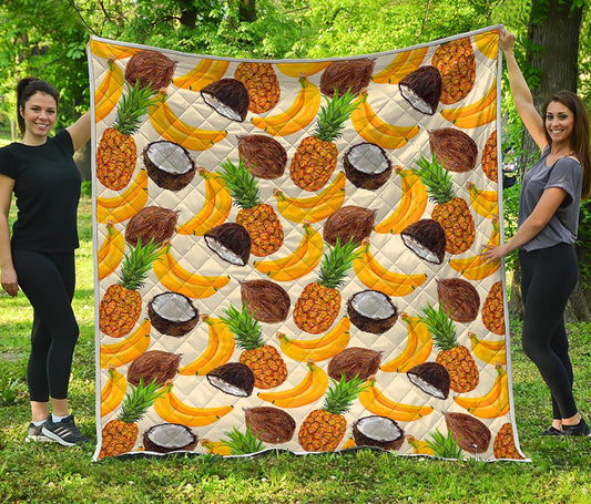 Tropical Fruits Pattern Print Quilt