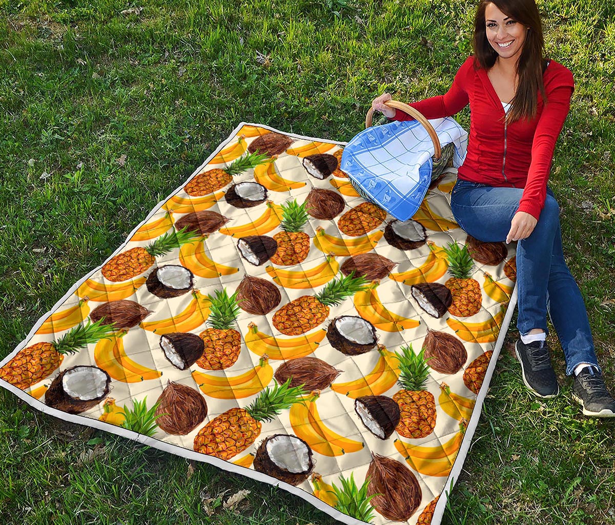 Tropical Fruits Pattern Print Quilt