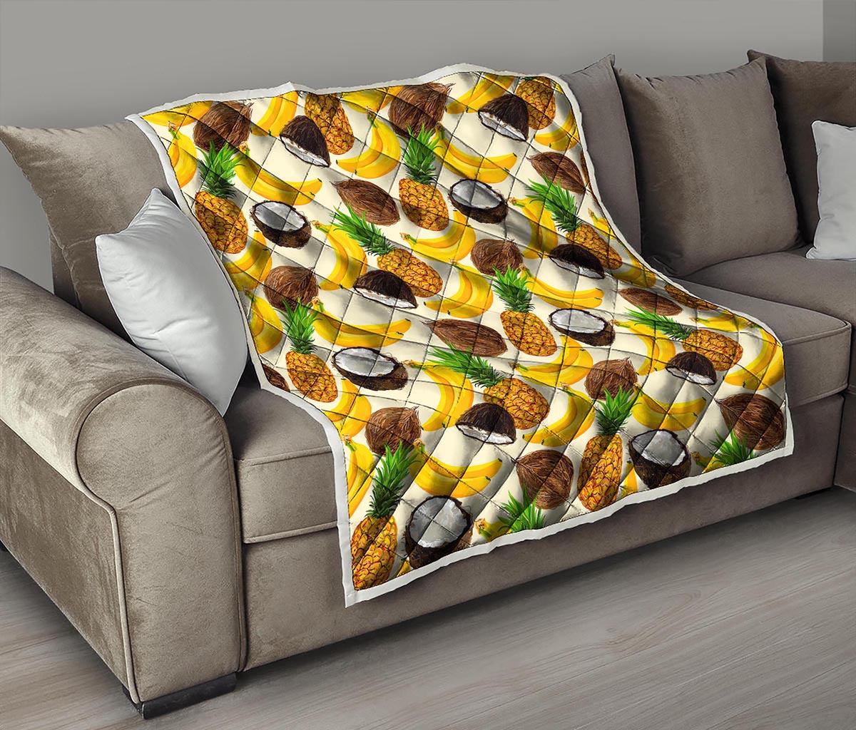 Tropical Fruits Pattern Print Quilt