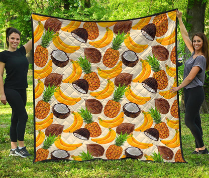 Tropical Fruits Pattern Print Quilt