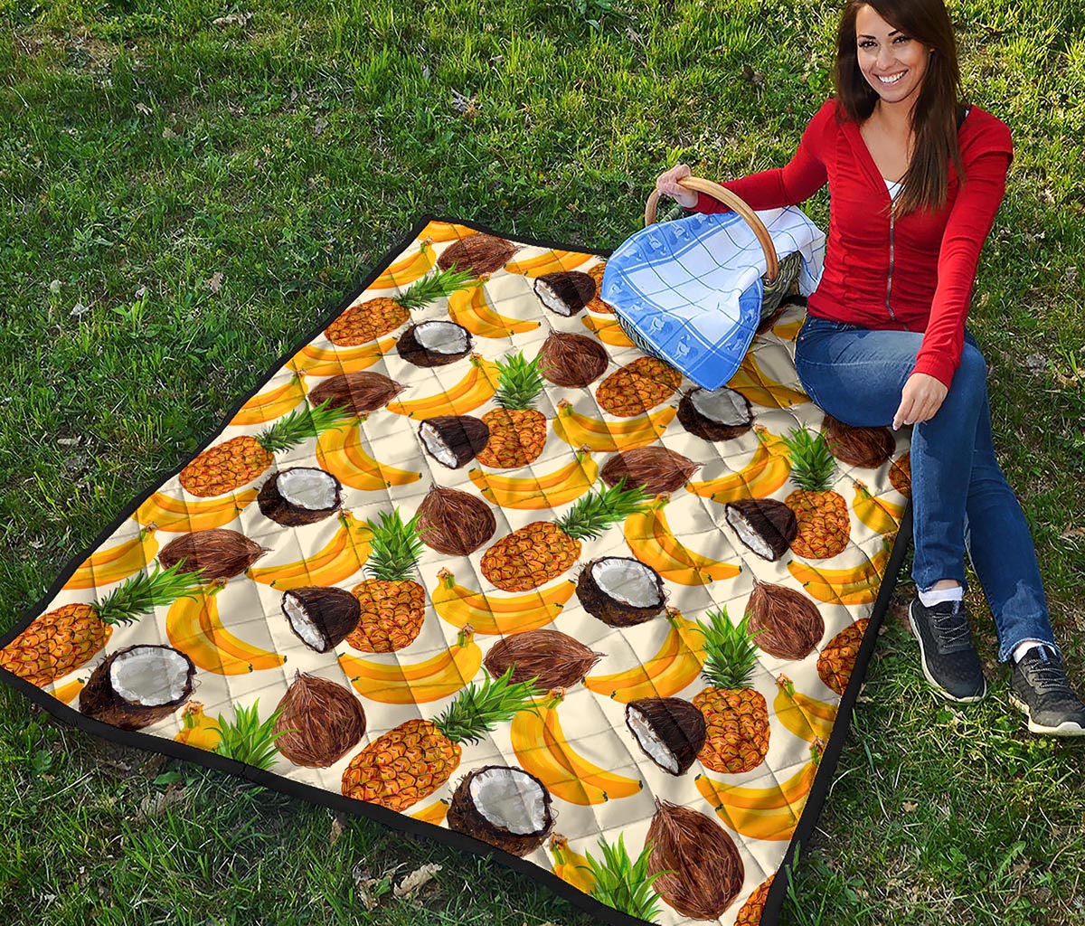 Tropical Fruits Pattern Print Quilt