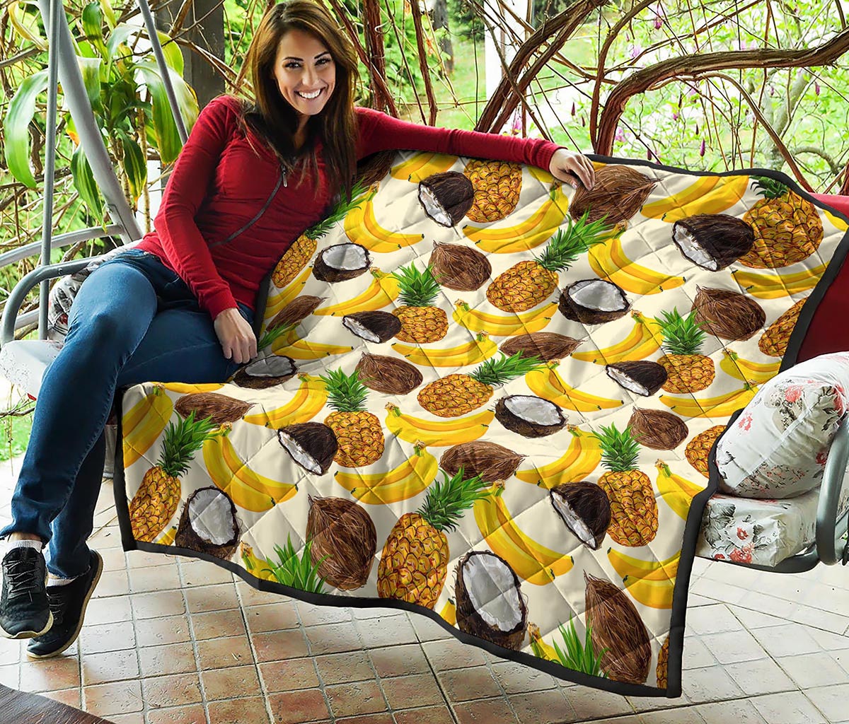 Tropical Fruits Pattern Print Quilt