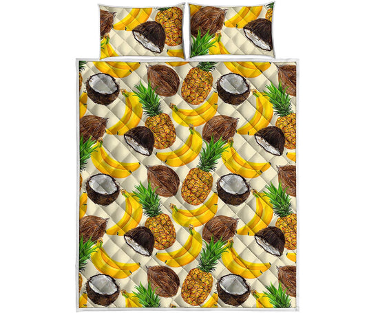 Tropical Fruits Pattern Print Quilt Bed Set