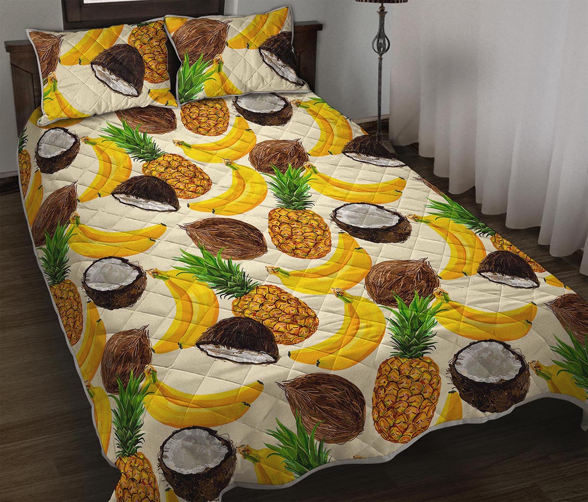 Tropical Fruits Pattern Print Quilt Bed Set
