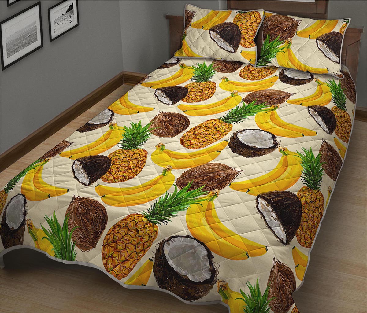 Tropical Fruits Pattern Print Quilt Bed Set