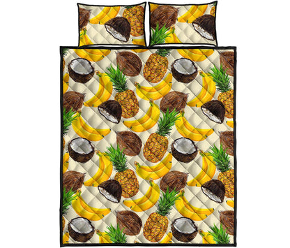 Tropical Fruits Pattern Print Quilt Bed Set
