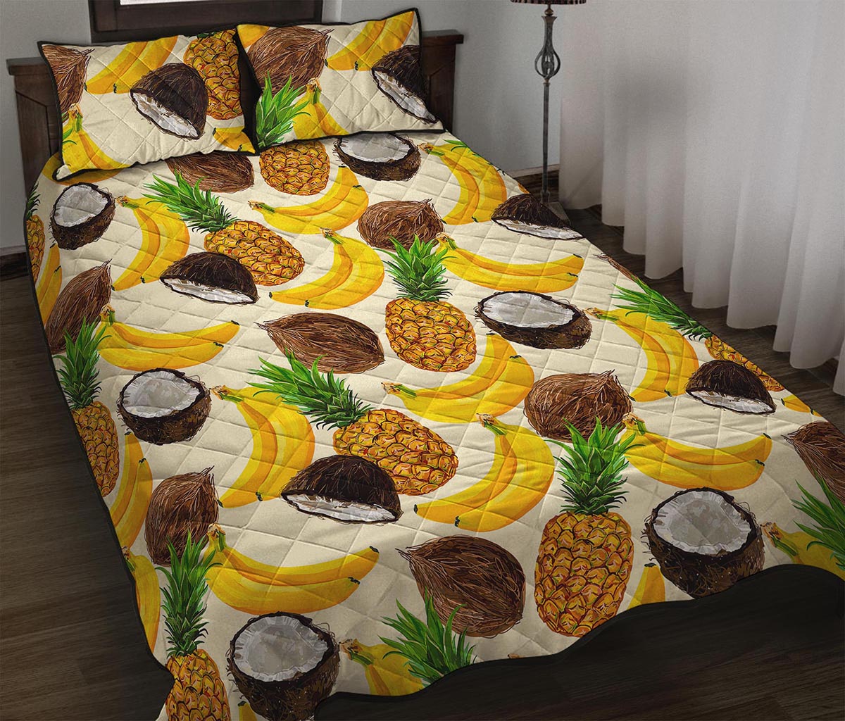 Tropical Fruits Pattern Print Quilt Bed Set