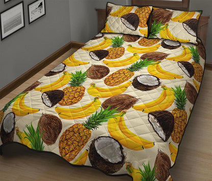 Tropical Fruits Pattern Print Quilt Bed Set