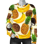 Tropical Fruits Pattern Print Women's Crewneck Sweatshirt GearFrost