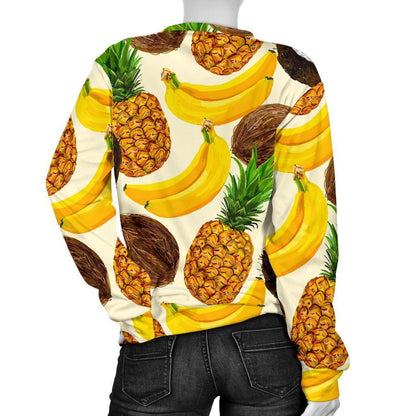 Tropical Fruits Pattern Print Women's Crewneck Sweatshirt GearFrost
