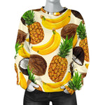 Tropical Fruits Pattern Print Women's Crewneck Sweatshirt GearFrost