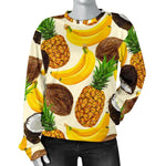 Tropical Fruits Pattern Print Women's Crewneck Sweatshirt GearFrost