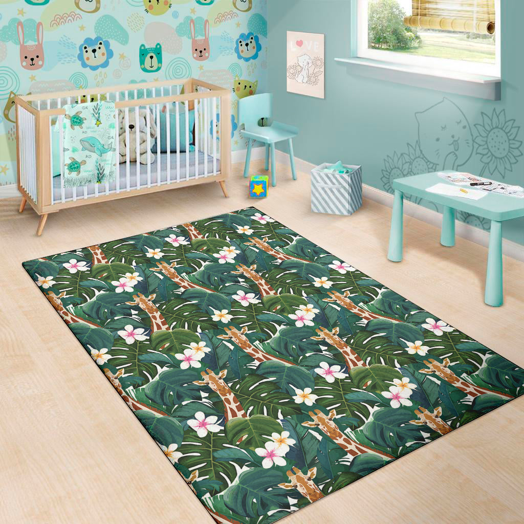 Tropical Giraffe Pattern Print Area Rug
