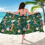 Tropical Giraffe Pattern Print Beach Sarong Wrap