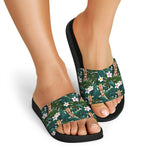 Tropical Giraffe Pattern Print Black Slide Sandals