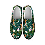 Tropical Giraffe Pattern Print Black Slip On Shoes